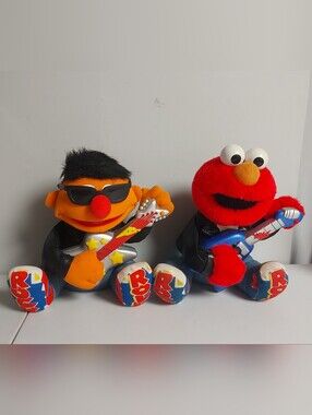 ​Vintage 1998 Tyco Sesame Street "Rock & Roll" Elmo & Ernie Plush Set